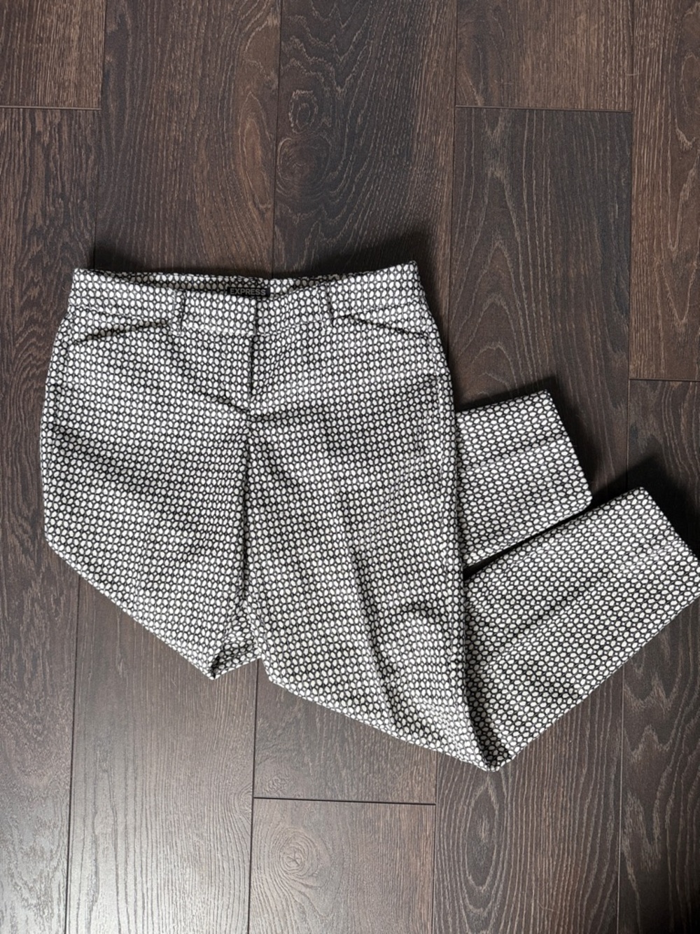Express Black & White Patterned Editor Pants